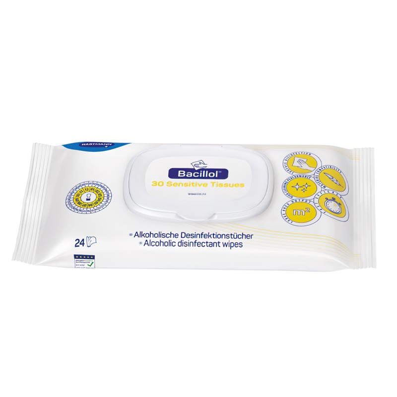 Paquet de 24 lingettes Bacillol 30 Sensitive Tissues 180x200 mm